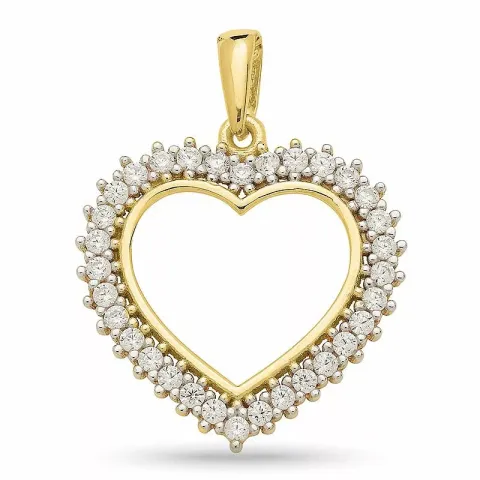 Kollektionsprøve hjerte zirkon vedhæng i forgyldt sølv med rhodinering