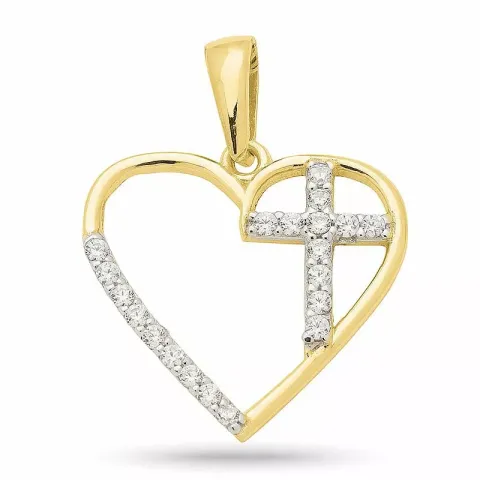 Kollektionsprøve hjerte zirkon vedhæng i forgyldt sølv med rhodinering