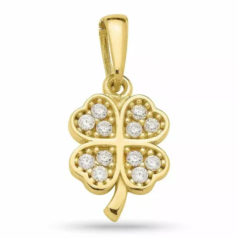 Kollektionsprøve firkløver zirkon vedhæng i forgyldt sølv