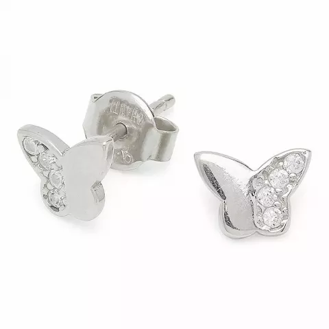 Små sommerfugle ørestikker i sølv