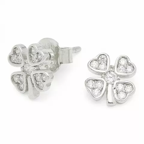Kollektionsprøve firkløver zirkon blomsterøreringe i sølv