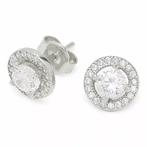 runde zirkon ørestikker i sølv