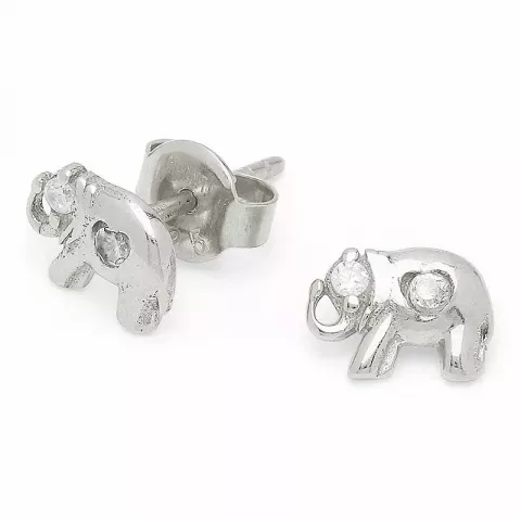 Yndige elefant zirkon ørestikker i sølv