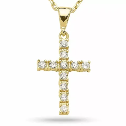 kors vedhæng med halskæde i forgyldt sølv