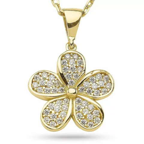 Kollektionsprøve blomster vedhæng med halskæde i forgyldt sølv