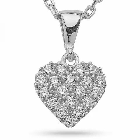 Hjerte vedhæng med halskæde i sølv