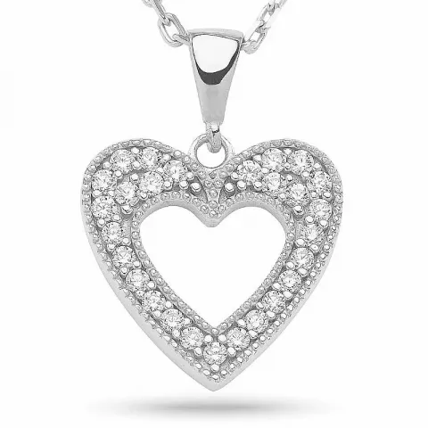 Elegant hjerte vedhæng med halskæde i sølv