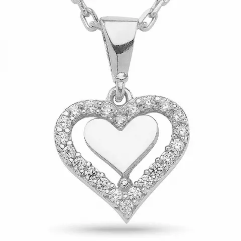 Elegant hjerte vedhæng med halskæde i sølv