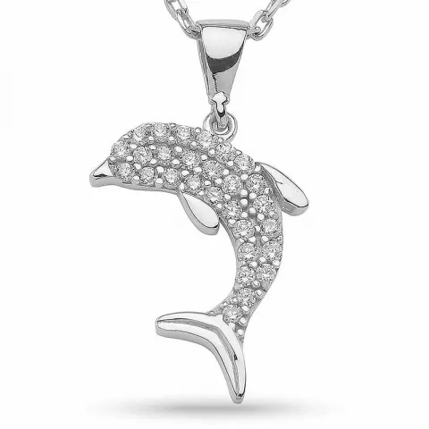 Kollektionsprøve delfin zirkon vedhæng med halskæde i sølv