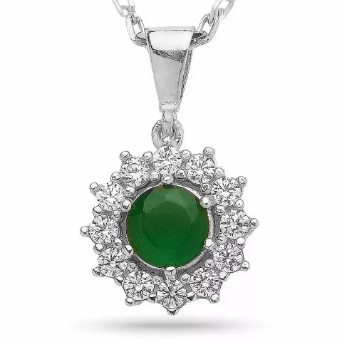Kollektionsprøve roset grøn zirkon vedhæng med halskæde i sølv