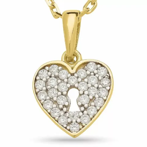 Kollektionsprøve nøgle zirkon vedhæng med halskæde i forgyldt sølv med rhodinering