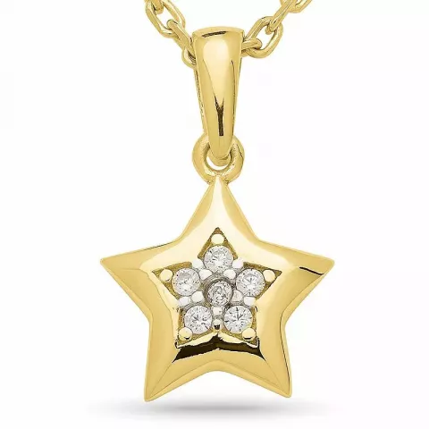 Kollektionsprøve stjerne zirkon vedhæng med halskæde i forgyldt sølv med rhodinering