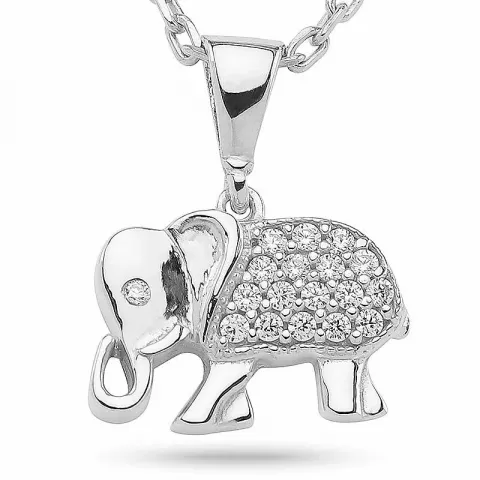 Kollektionsprøve elefant zirkon vedhæng med halskæde i sølv