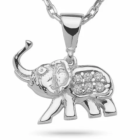 Kollektionsprøve elefant zirkon vedhæng med halskæde i sølv