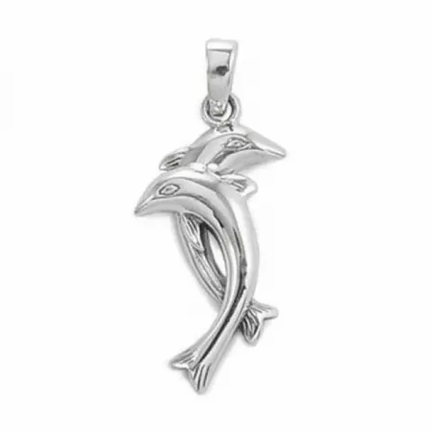Dobbelt delfin vedhæng i sølv