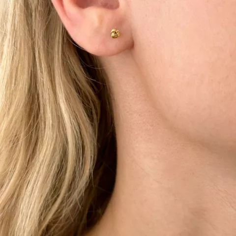3 mm knude øreringe i forgyldt sølv