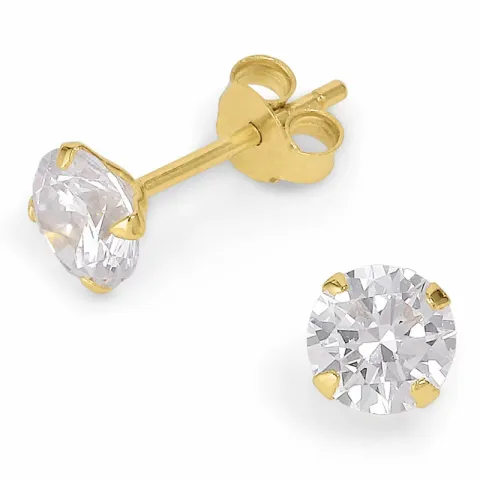 8 mm zirkon øreringe i forgyldt sølv