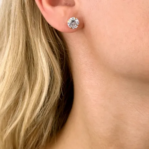 8 mm zirkon øreringe i forgyldt sølv