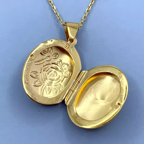 18 x 22 mm medaljon i forgyldt sølv