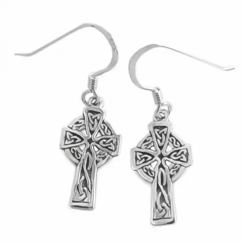 Keltisk kors øreringe i sølv