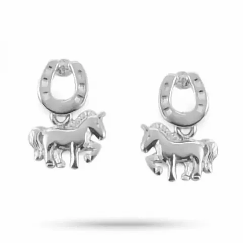 Blanke heste ørestikker i sølv