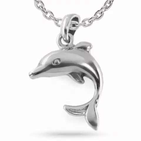 Delfin halskæde i sølv med vedhæng i sølv