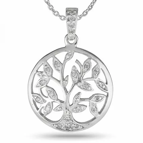 20 mm livets træ halskæde i sølv med vedhæng i sølv