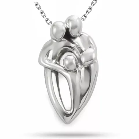 mor og barn halskæde i sølv med vedhæng i sølv