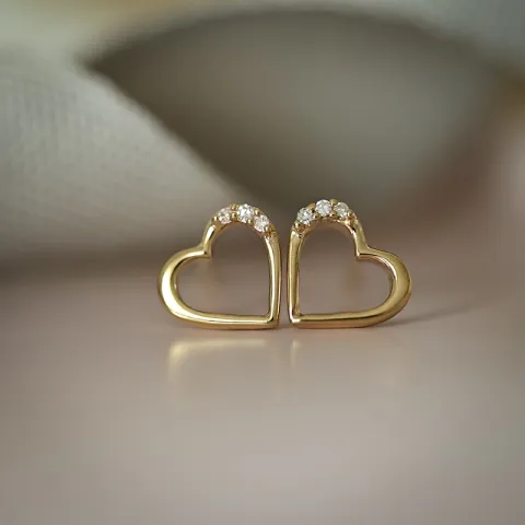 hjerte diamant ørestikker i 8 karat guld med diamant og diamant