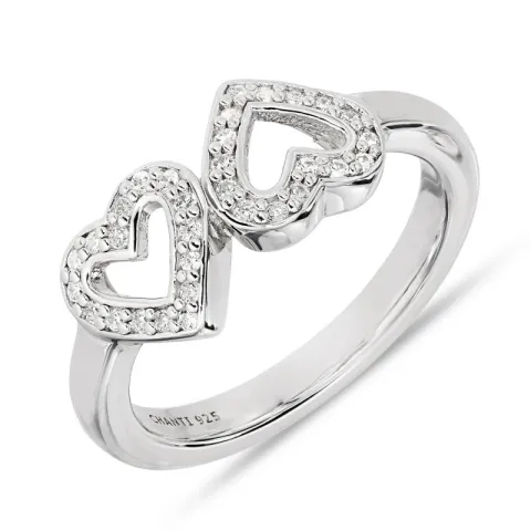 hjerte zirkon ring i sølv
