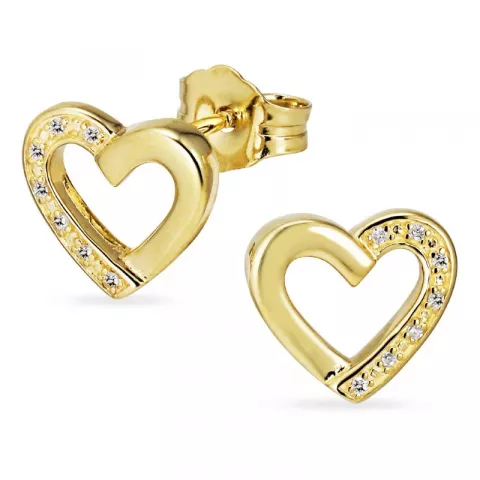 hjerte diamant ørestikker i 8 karat guld med diamant 