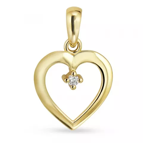 hjerte diamant vedhæng i 8 karat guld 0,02 ct