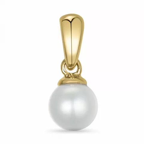 5 mm sølv hvid perle vedhæng i 9 karat guld