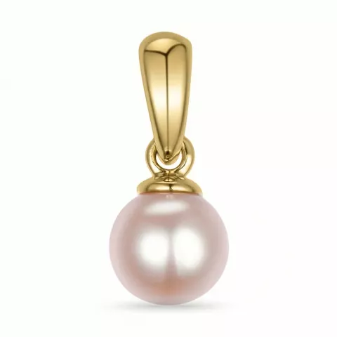 5 mm rosa perle vedhæng i 9 karat guld