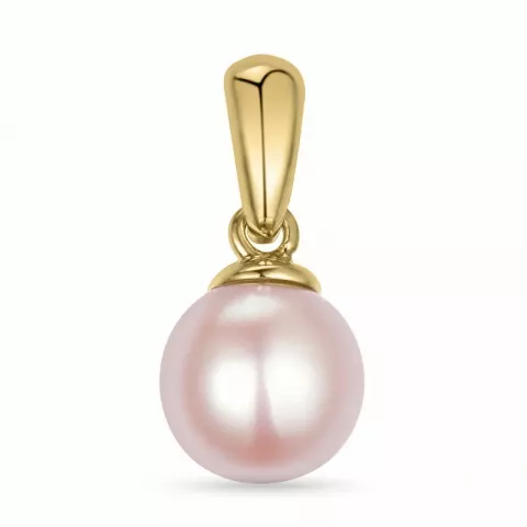 6 mm rosa perle vedhæng i 9 karat guld