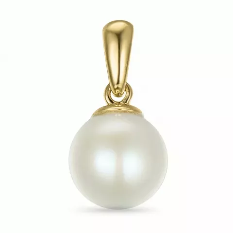 7 mm elfenben hvid perle vedhæng i 9 karat guld