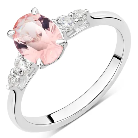 pink zirkon ring i sølv