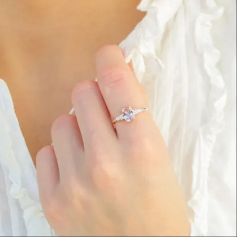 pink zirkon ring i sølv