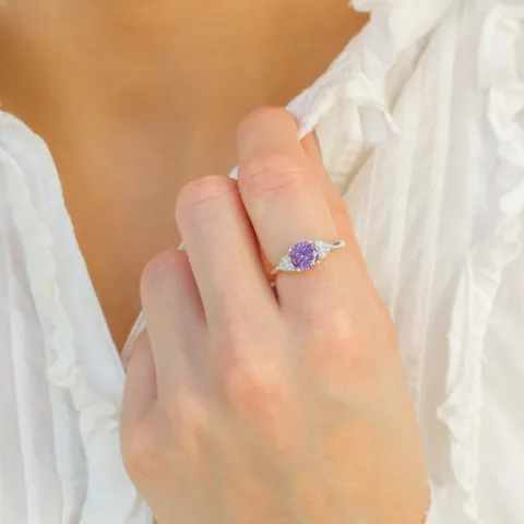 lilla zirkon ring i sølv
