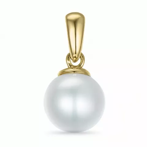7 mm sølv hvid perle vedhæng i 14 karat guld