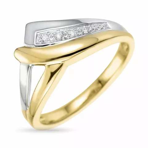 abstrakt diamant ring i 9 karat guld.- og hvidguld 0,03 ct
