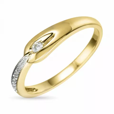 ægte abstrakt diamant ring i 9 karat guld.- og hvidguld 0,05 ct