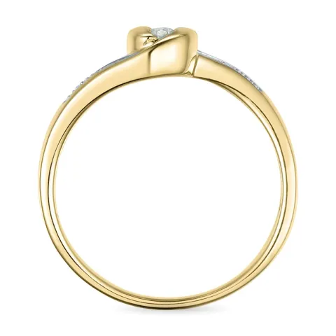 abstrakt diamantring i 9 karat guld.- og hvidguld 0,05 ct