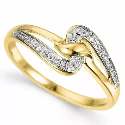 abstrakt diamant ring i 9 karat guld.- og hvidguld 0,02 ct