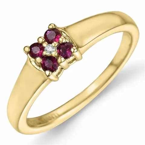 Rubin diamantring i 9 karat guld 0,009 ct 0,22 ct