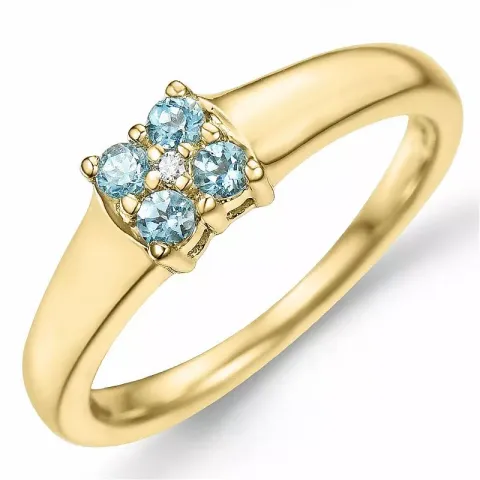 blomster topas diamantring i 9 karat guld 0,009 ct 0,20 ct