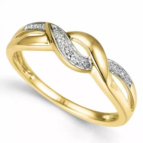 elegant abstrakt diamant ring i 9 karat guld.- og hvidguld 0,02 ct