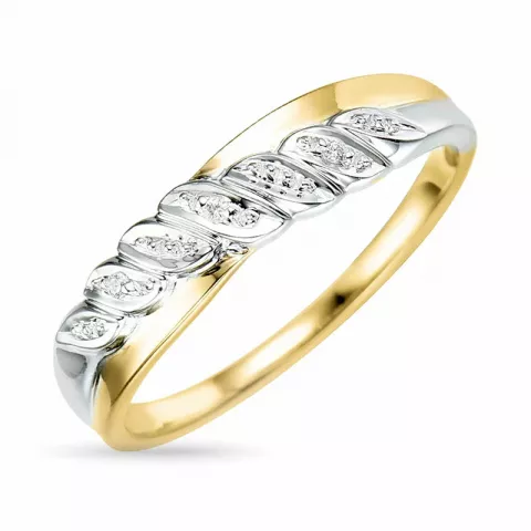 abstrakt diamant ring i 9 karat guld.- og hvidguld 0,01 ct