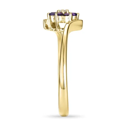 blomster ametyst diamantring i 9 karat guld 0,03 ct 0,18 ct