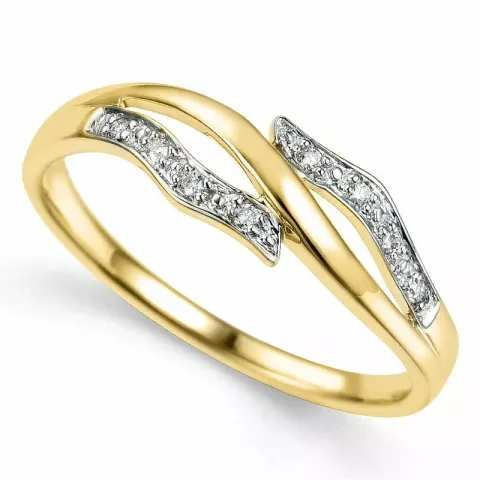 abstrakt diamant ring i 9 karat guld.- og hvidguld 0,04 ct